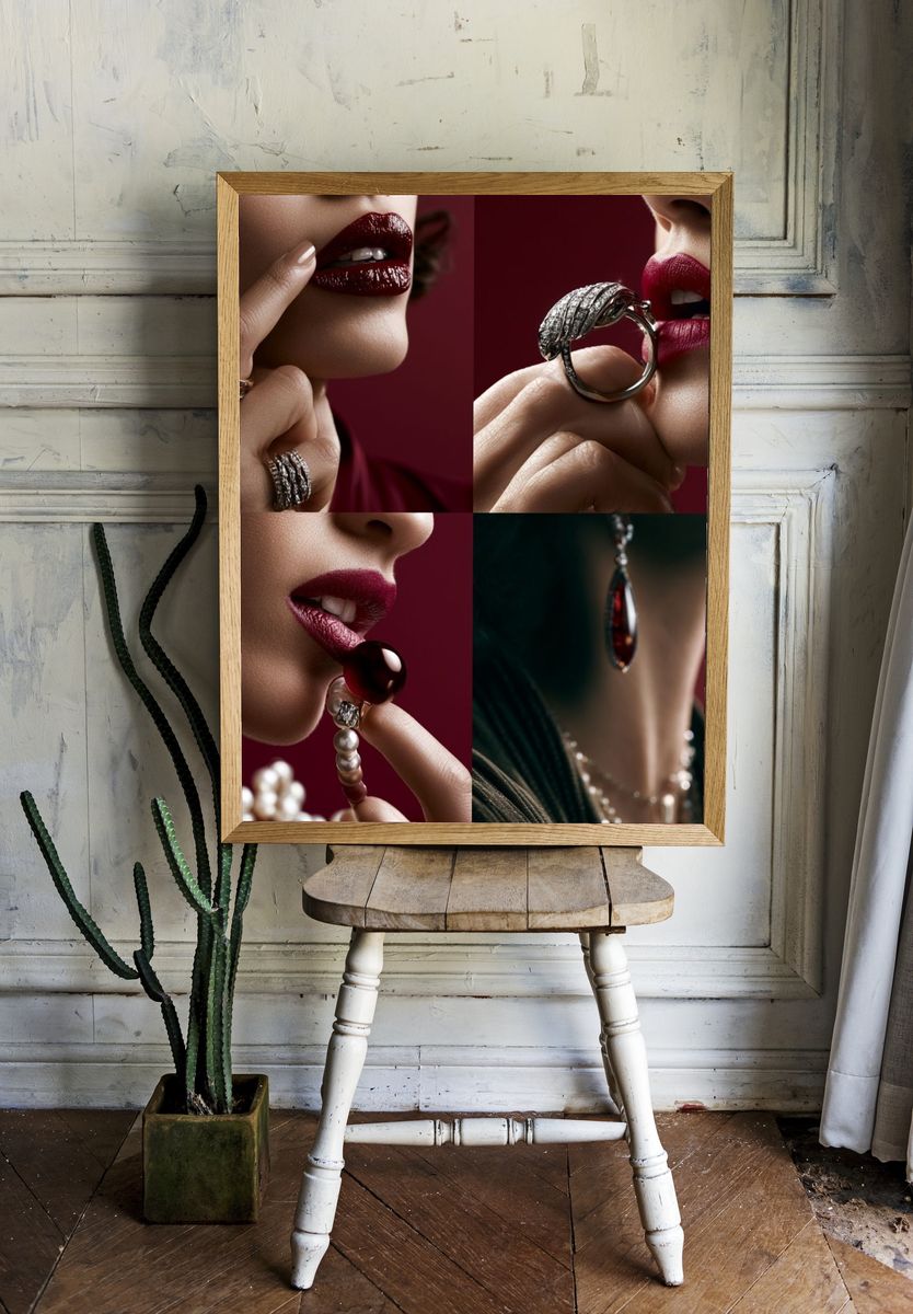 Luxury Lips and Jewelry Poster. — room view 1