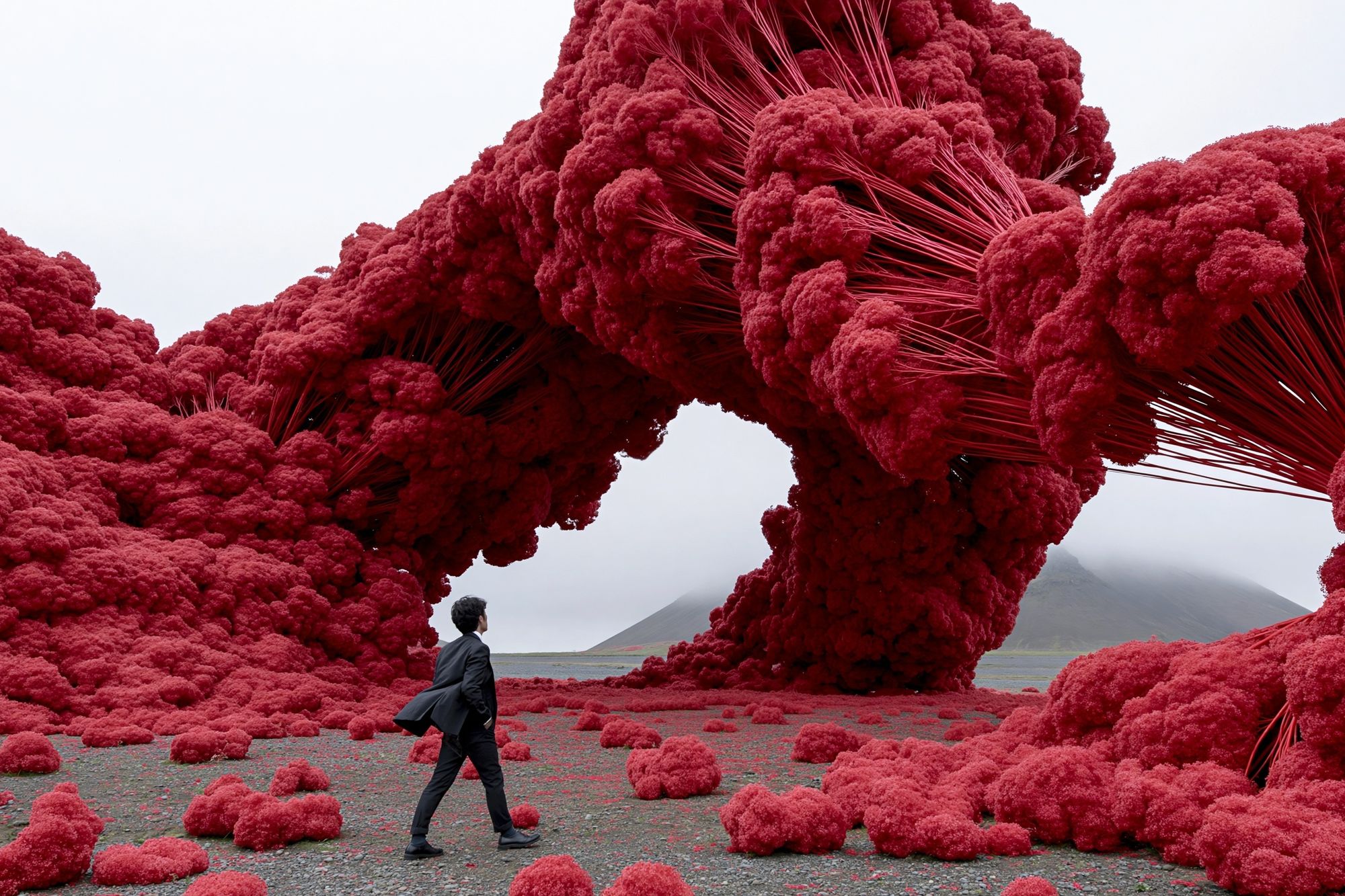 Surreal Crimson Landscape Print. poster detail