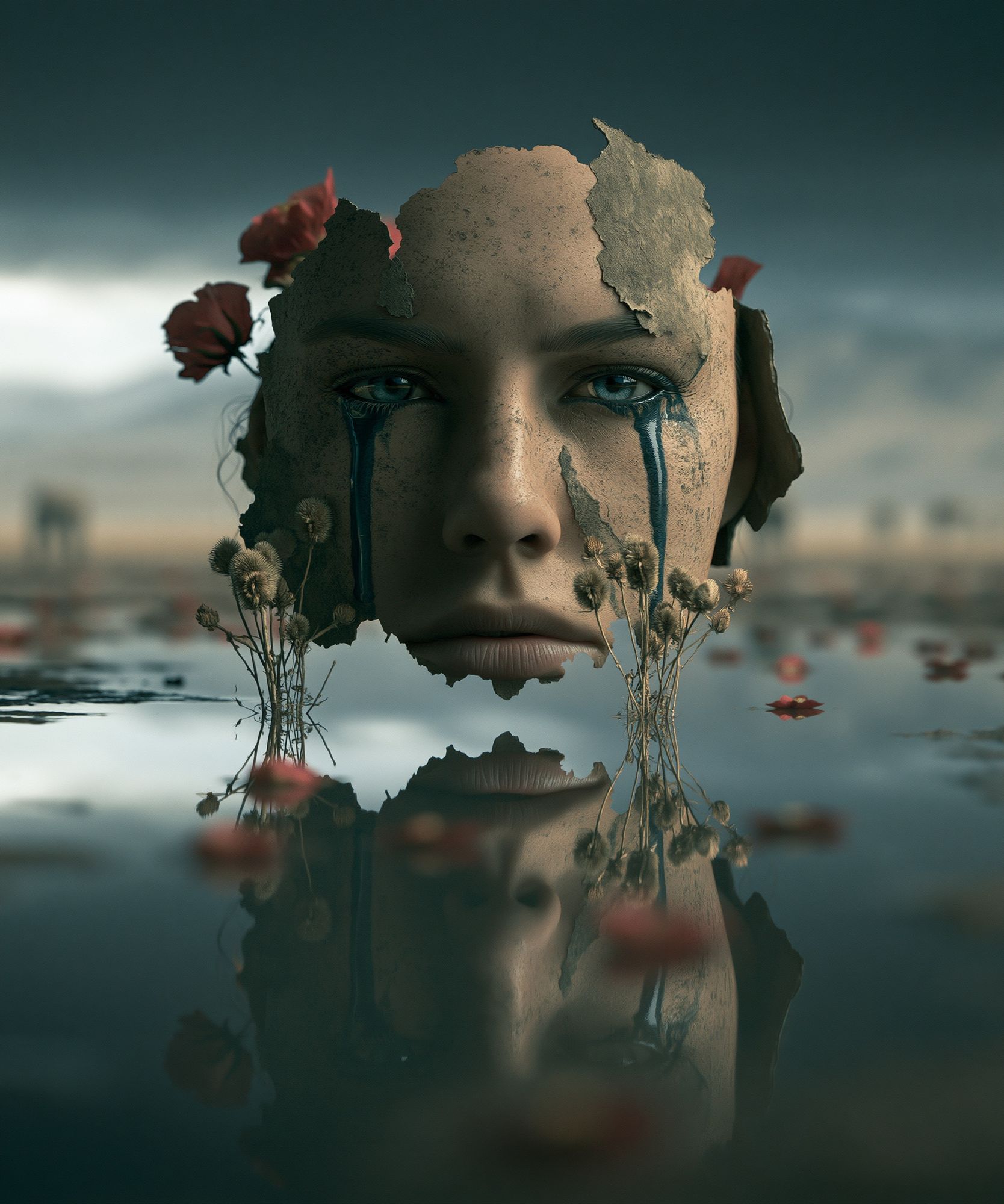 Surreal Tearful Portrait Print. poster detail