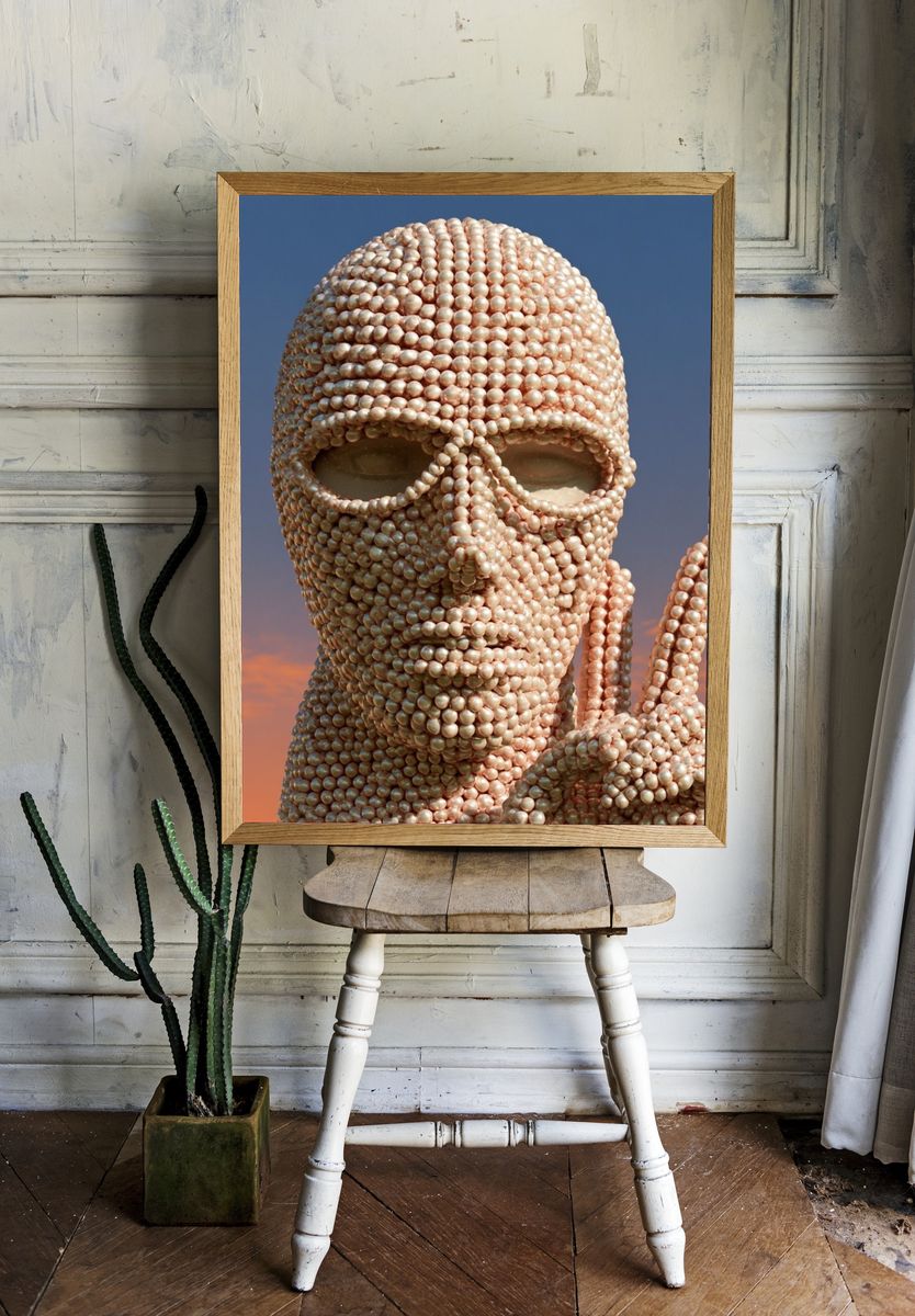Pearl Mask Surrealism Poster. room preview