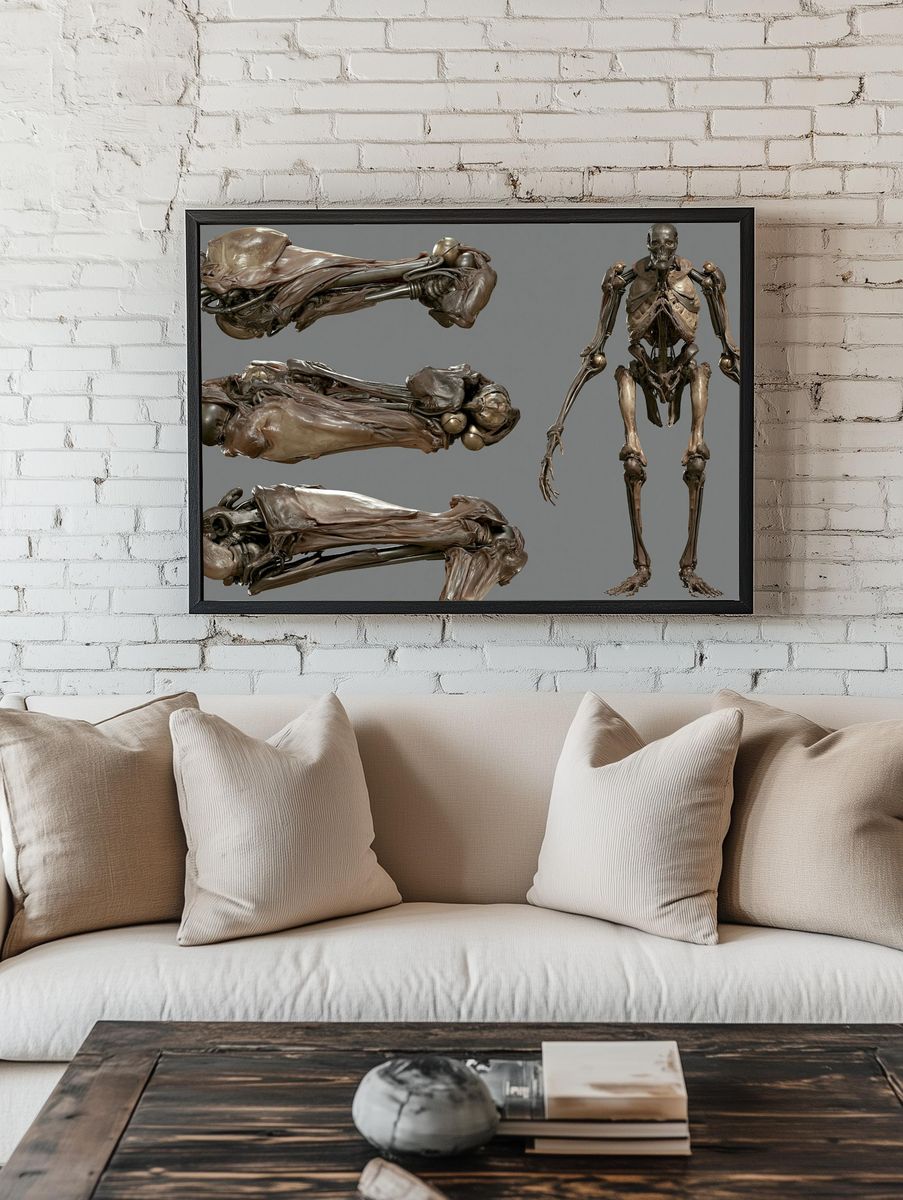 Anatomical Skeleton Study Print. — room view 1