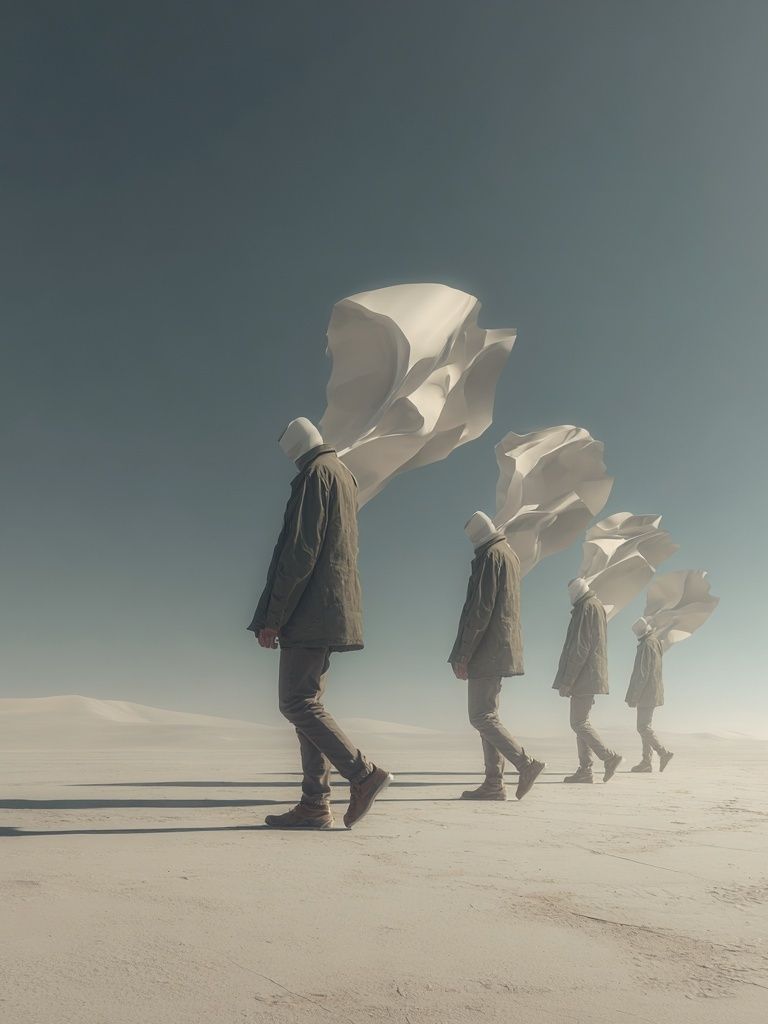 Desert Figures Surrealism Print. poster — fine-art art
