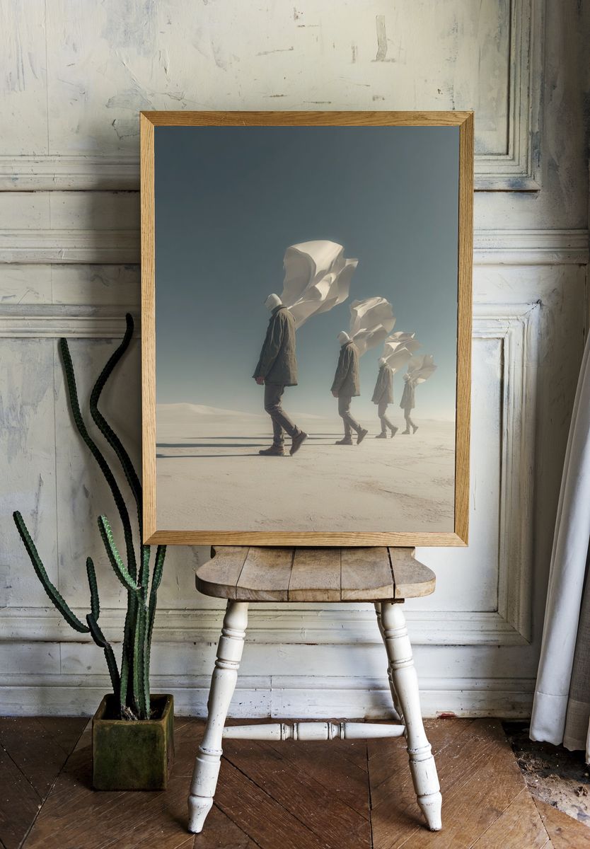 Desert Figures Surrealism Print. — room view 1