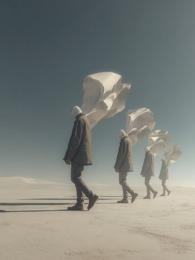 Desert Figures Surrealism Print. poster print
