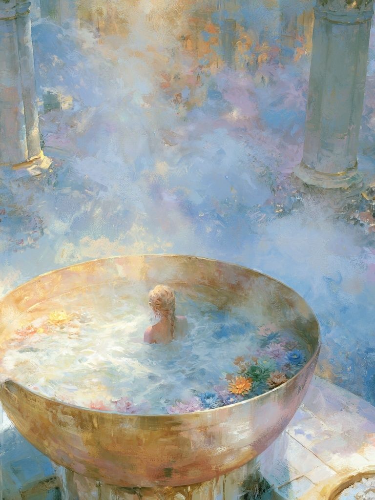 Dreamy Bathhouse Surrealism Print. poster — fine-art art