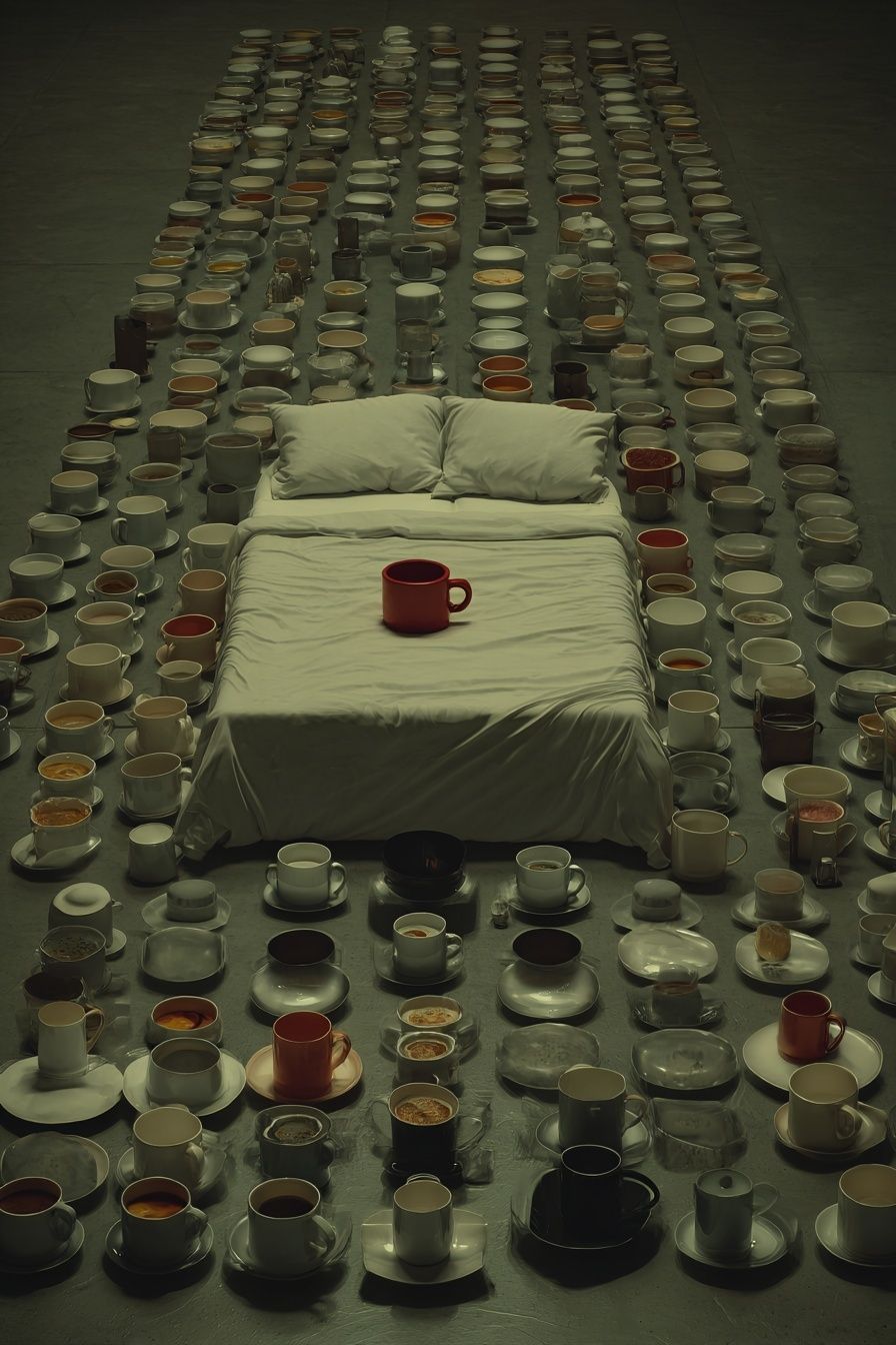 Surreal Coffee Cups Bedroom Print. poster — fine-art art