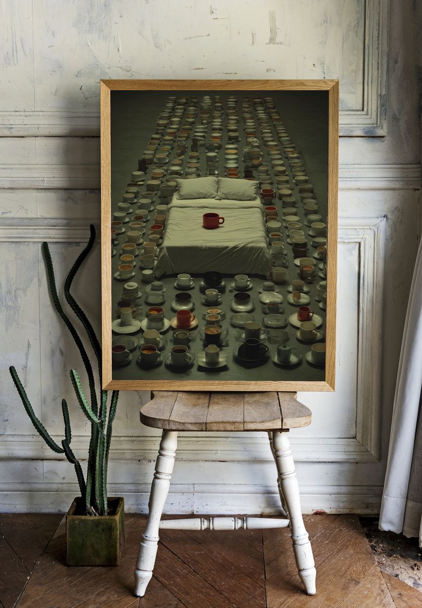 Surreal Coffee Cups Bedroom Print. room preview