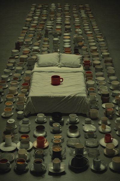 Surreal Coffee Cups Bedroom Print. poster