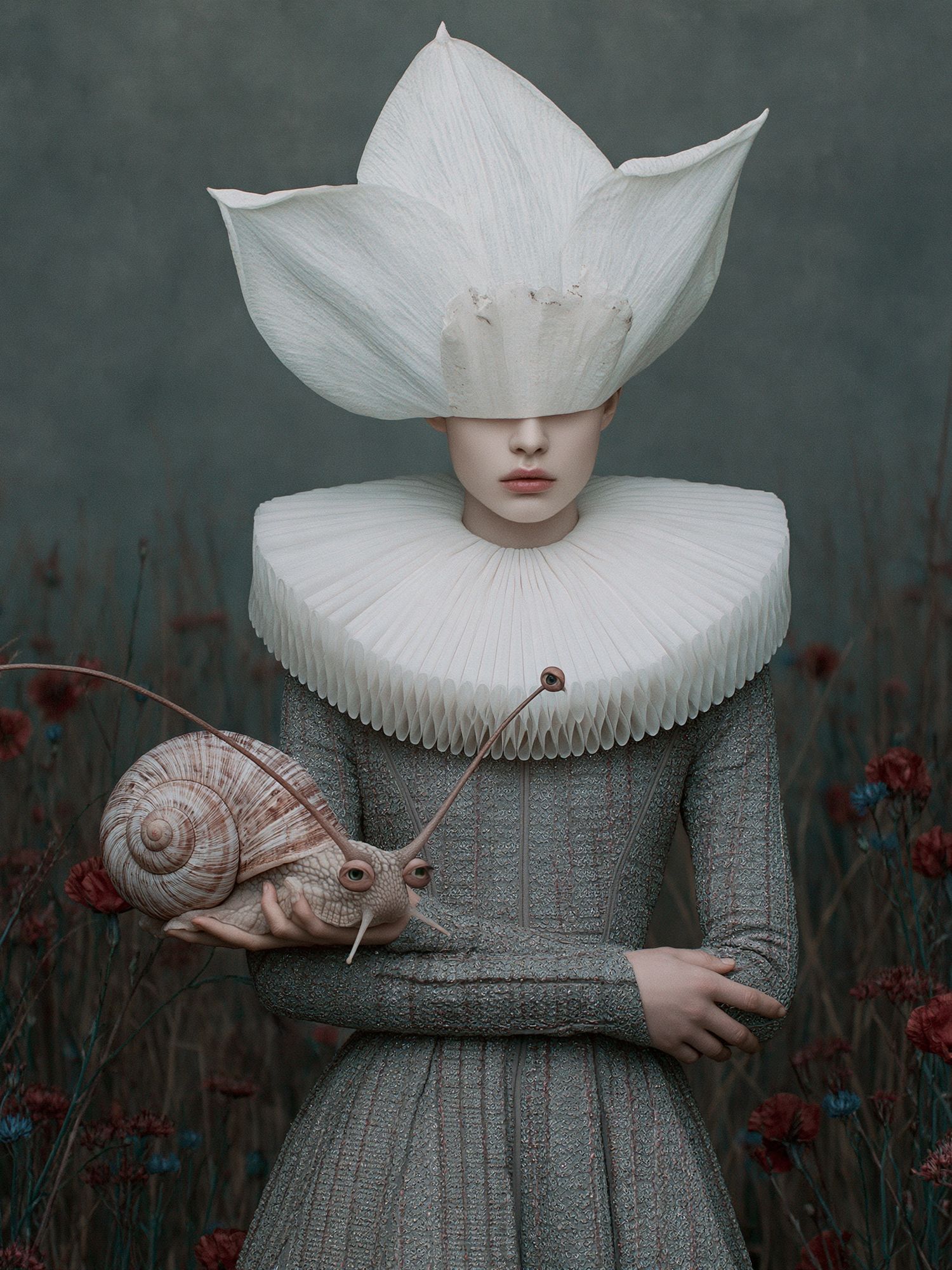 Surreal Snail Portrait Print. poster detail