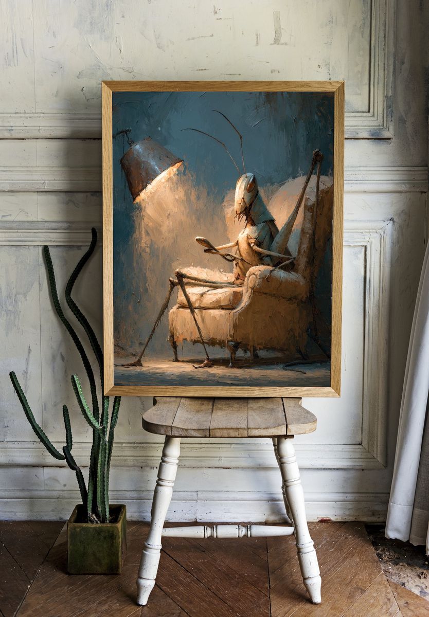 Praying Mantis Chair — Surrealist Print. — room view 1