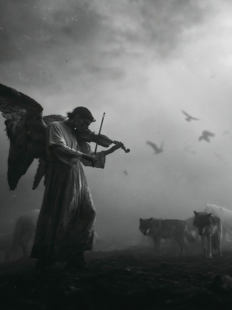 Angel Violinist Surreal Print. poster — fine-art art