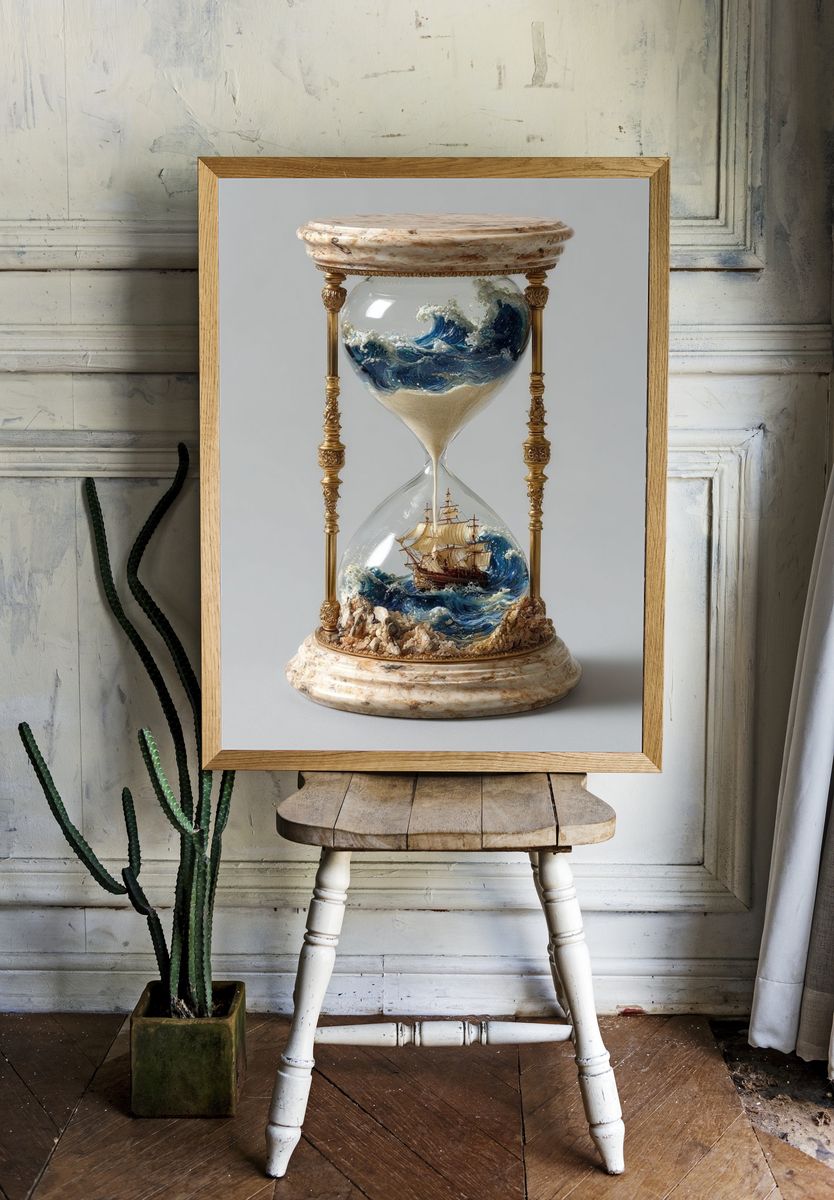 Ocean Hourglass Surrealism Poster. — room view 1