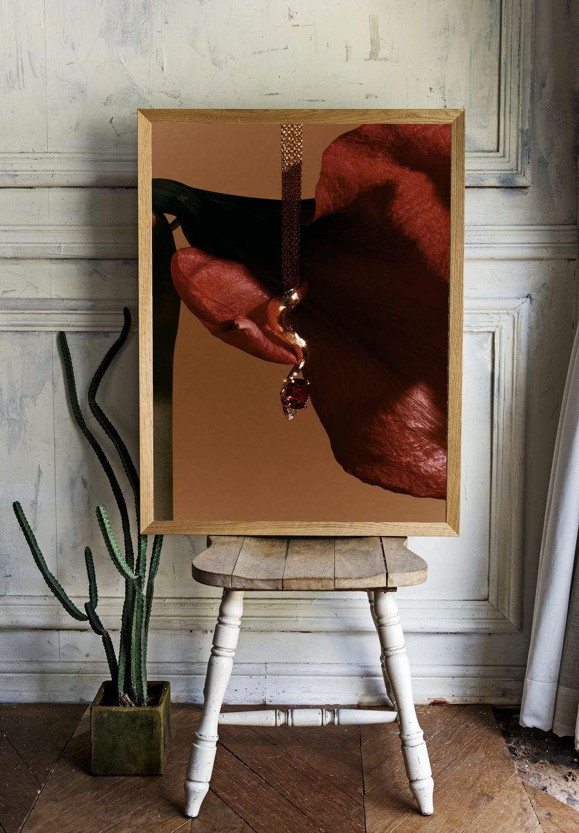 Garnet Pendant Still Life Print. room preview
