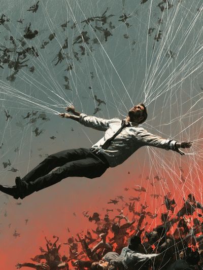 Suspended Man Surrealism Poster. poster