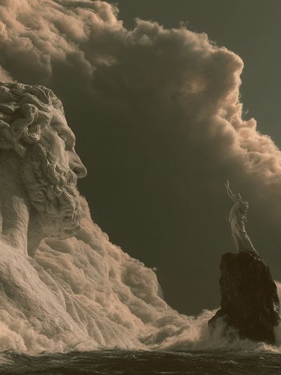 Mythic Sea Giant Surrealism Poster. poster