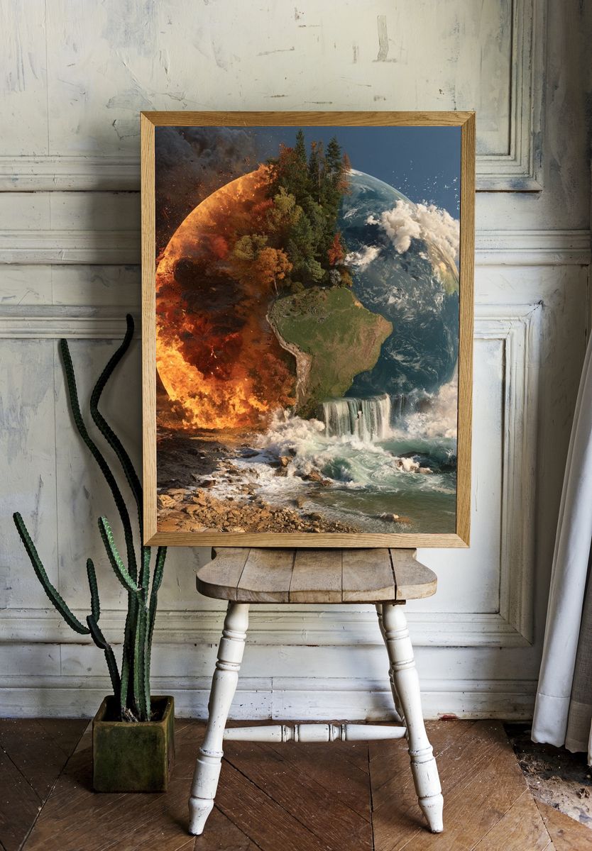 Earth Elements Surrealism Poster. — room view 1