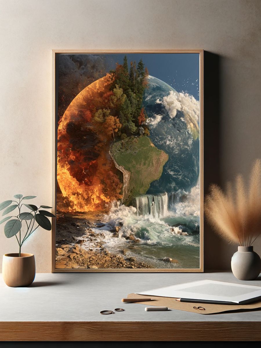 Earth Elements Surrealism Poster. — room view 2
