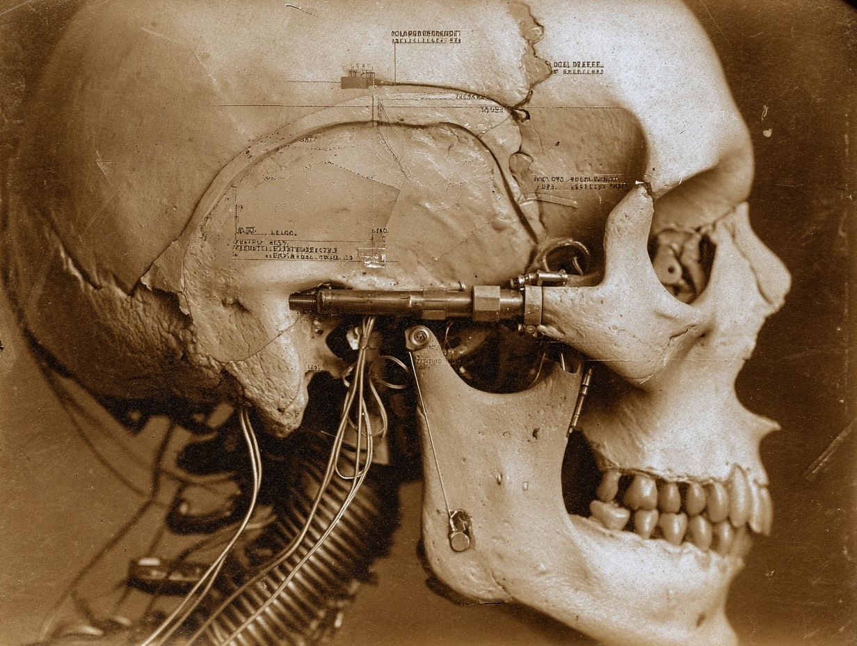 Cybernetic Skull Sepia Print. poster — fine-art art