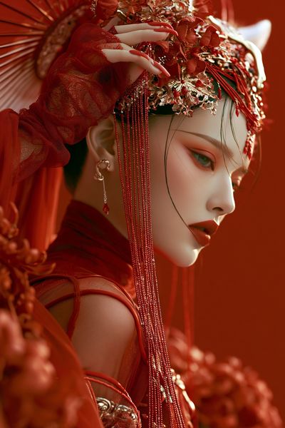 Crimson Couture Portrait Print. poster