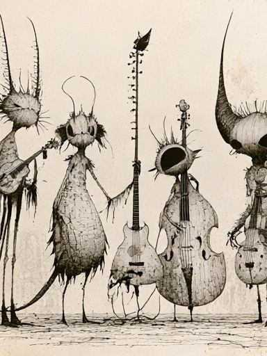 Surreal String Quartet Illustration Poster. poster detail