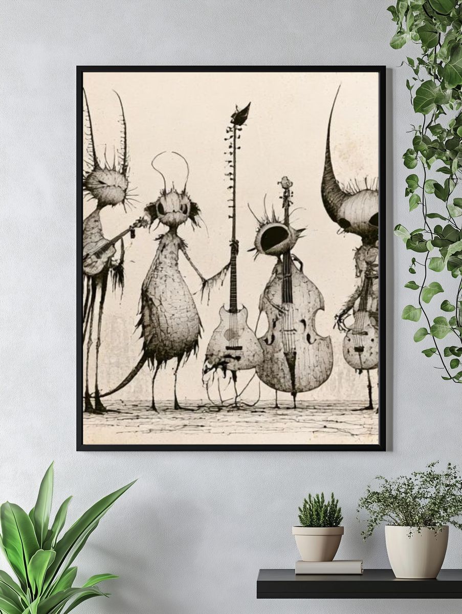 Surreal String Quartet Illustration Poster. — room view 4
