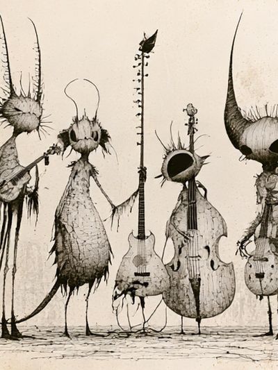 Surreal String Quartet Illustration Poster. poster