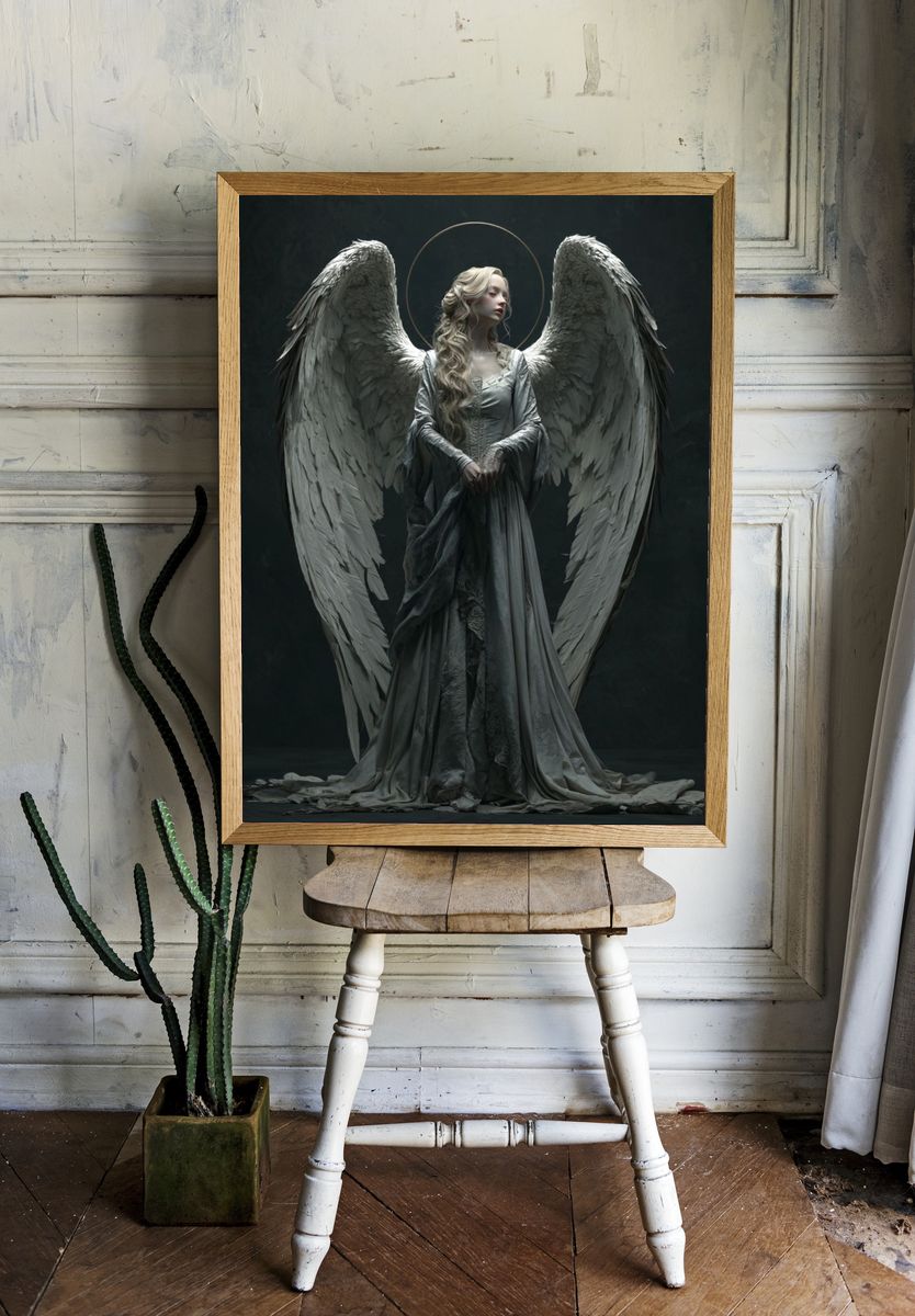Winged Angel Surrealism Print. room preview