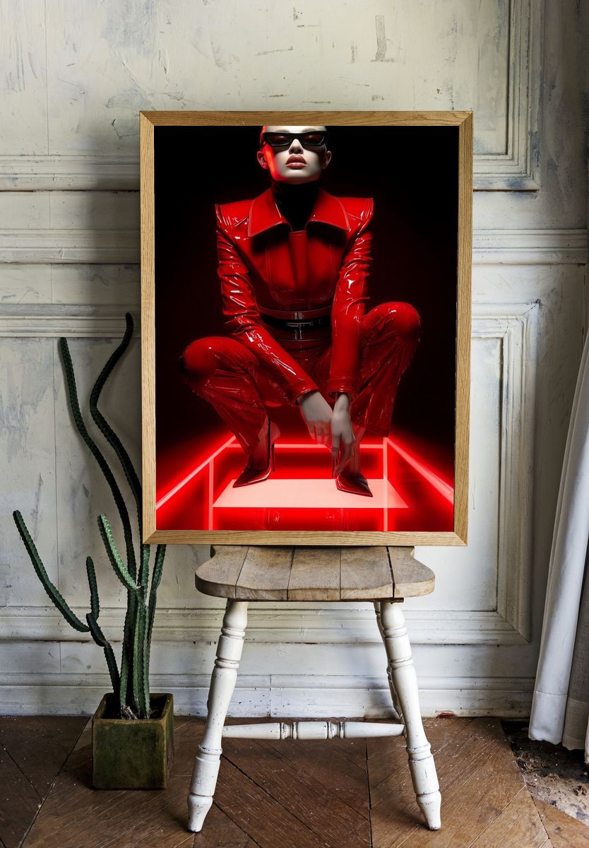 Red Vinyl Fashion Portrait Poster room preview