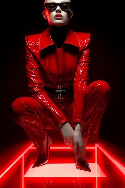 Red Vinyl Fashion Portrait Poster. poster
