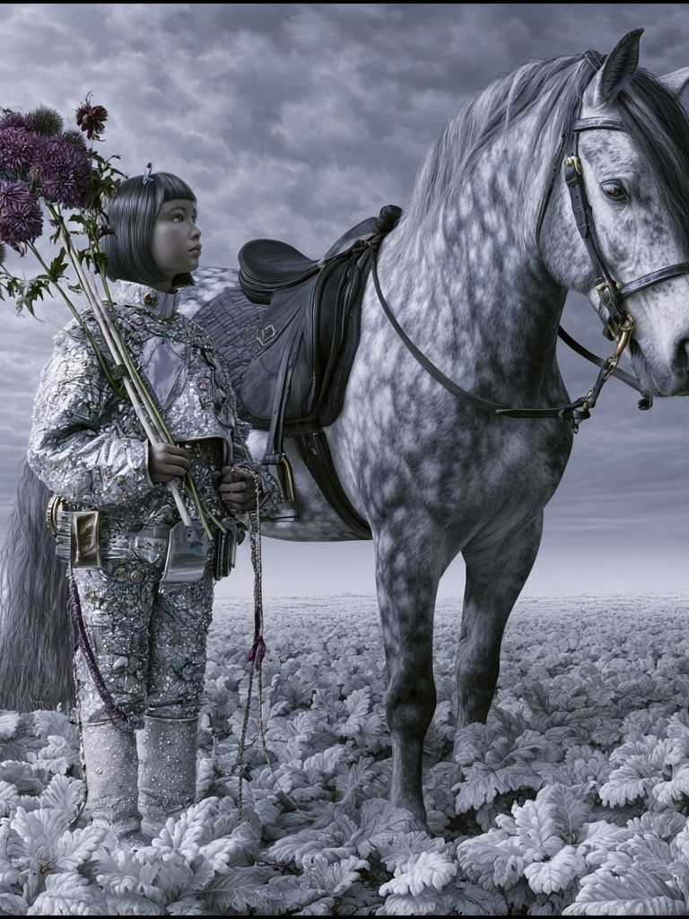 Surreal Girl and Horse Print. poster — fine-art art
