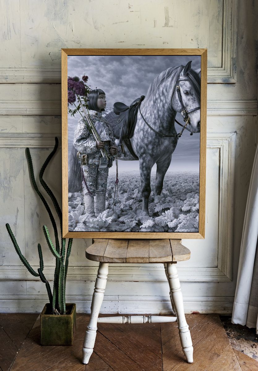 Surreal Girl and Horse Print. — room view 1