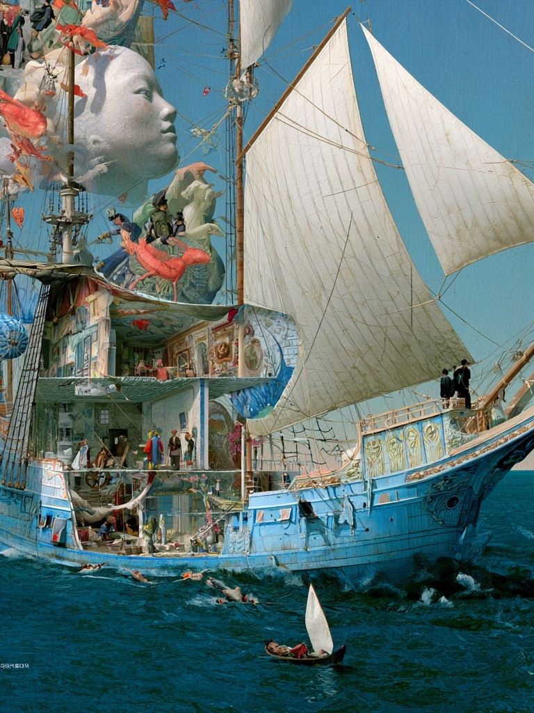 Surreal Sailboat Voyage Print. poster — fine-art art