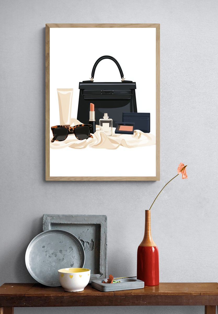 Luxury Handbag and Beauty Still Life Poster. — room view 3