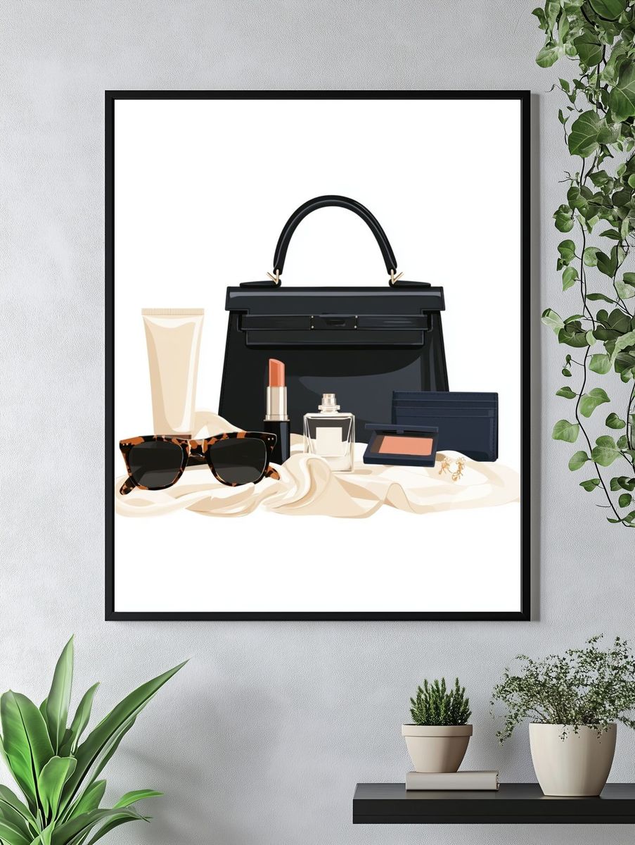 Luxury Handbag and Beauty Still Life Poster. — room view 4