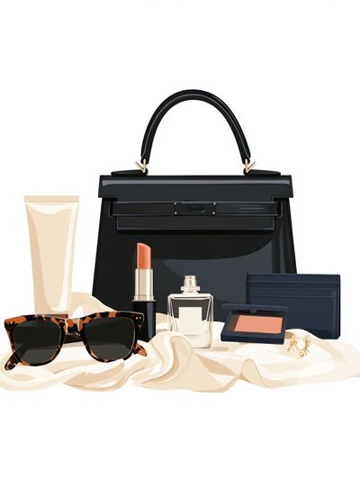 Luxury Handbag and Beauty Still Life Poster.