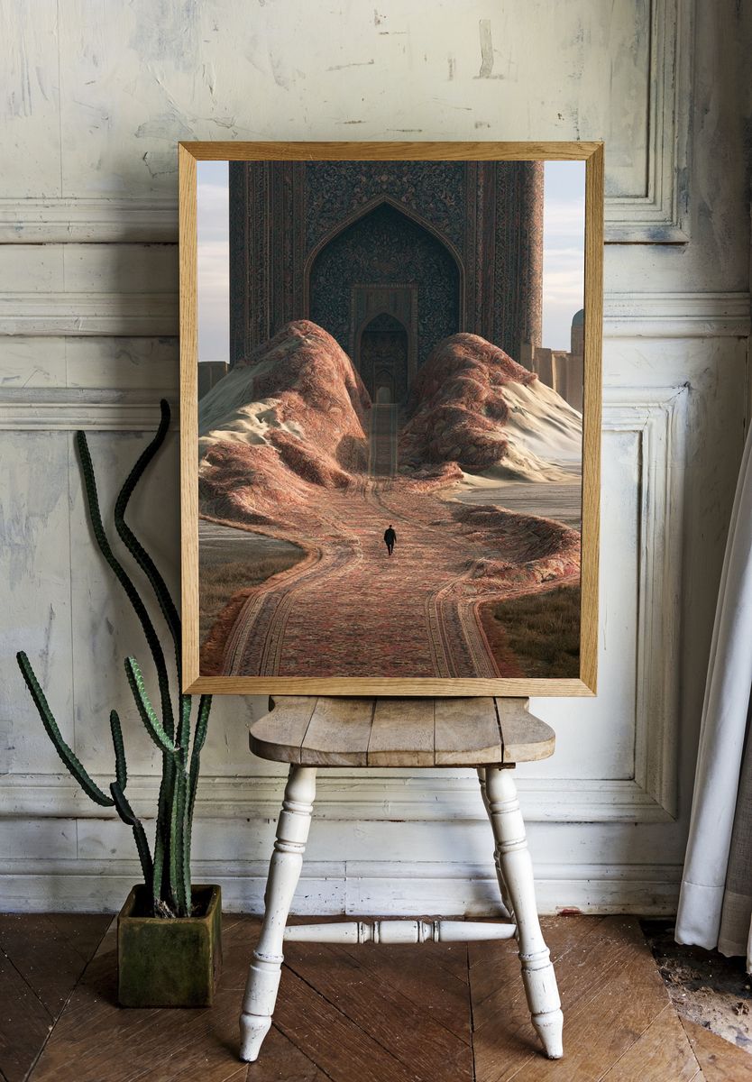 Desert Carpet Palace Surrealism Print. room preview