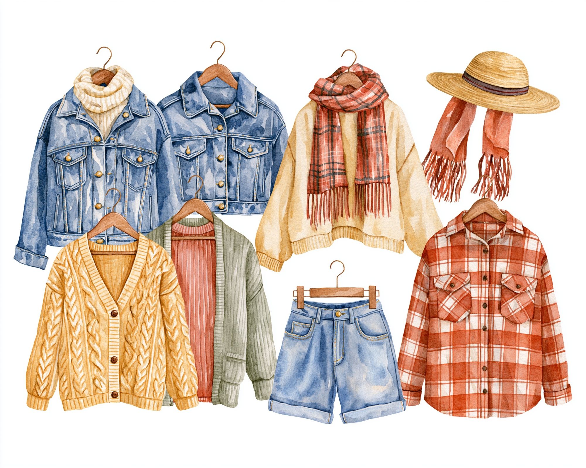 Cozy Fall Wardrobe Watercolor Print. poster — fashion art