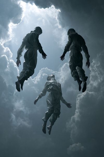 Floating Figures Surrealism Print. poster