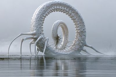 Surreal White Serpent Print. poster