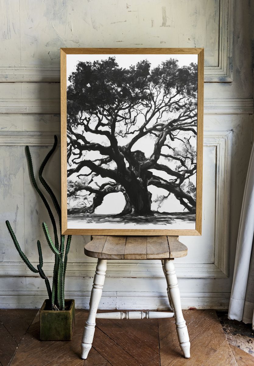 Ancient Tree Ink Poster. — room view 1