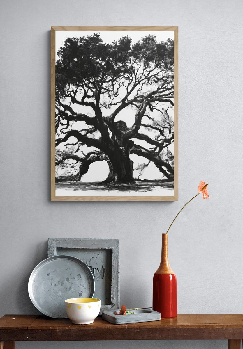 Ancient Tree Ink Poster. — room view 3
