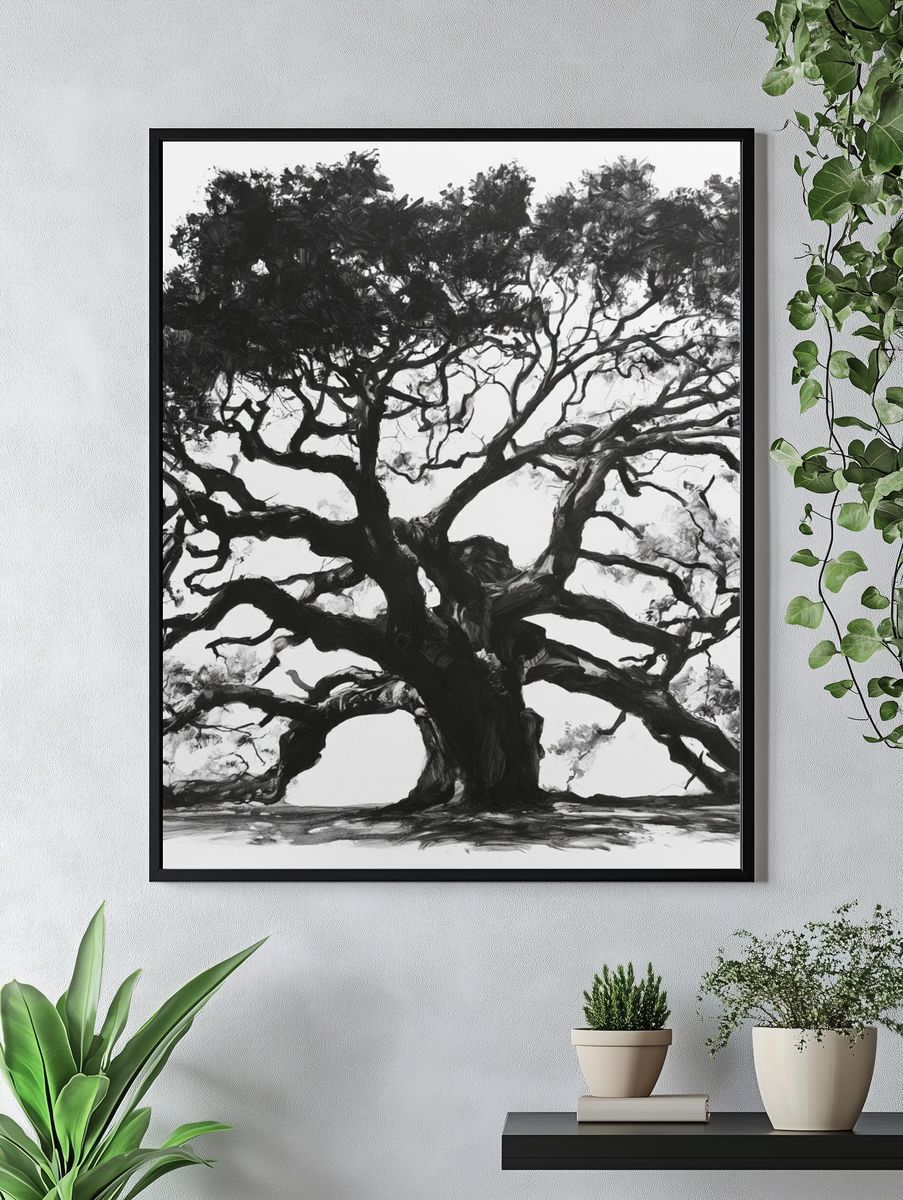 Ancient Tree Ink Poster. — room view 4