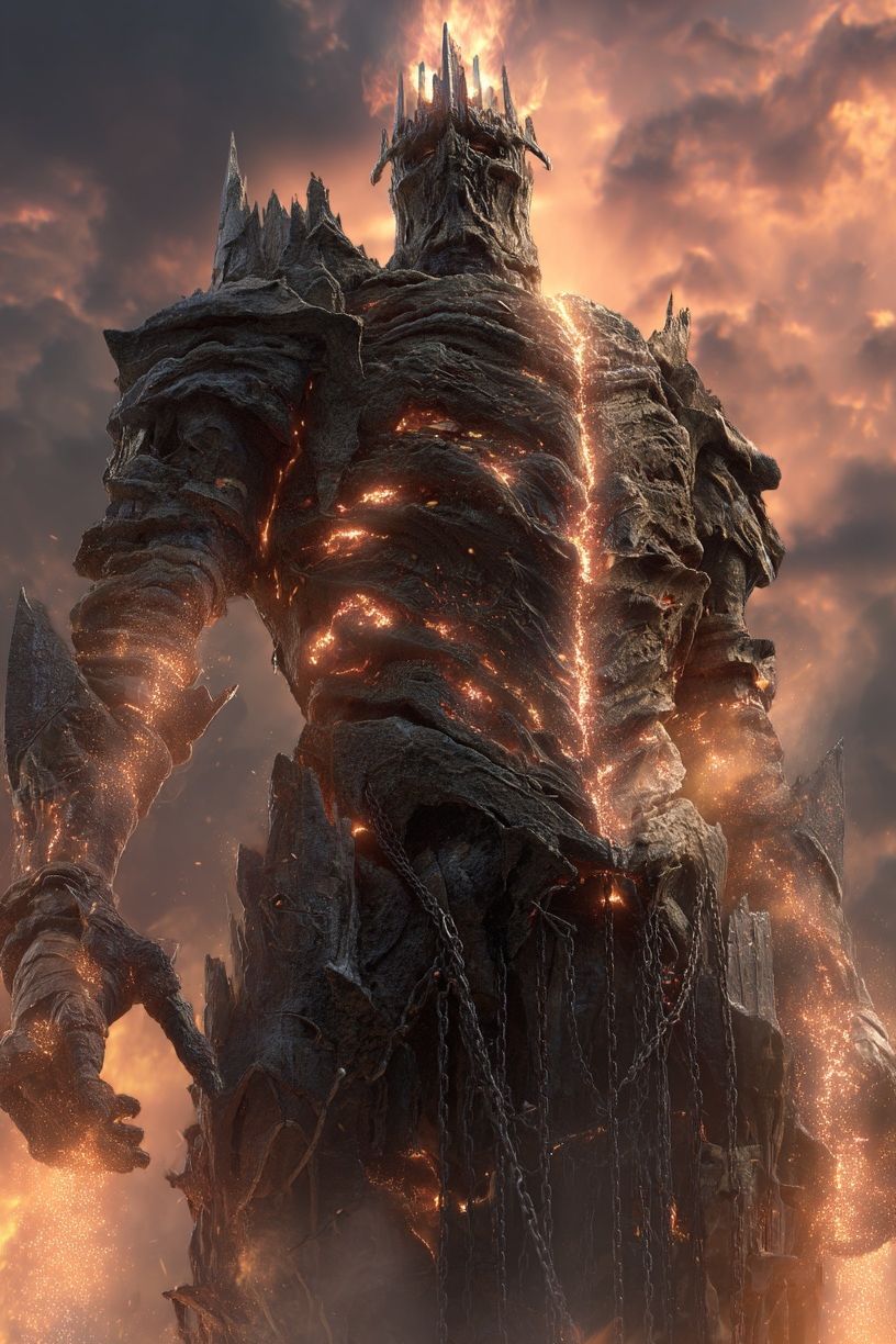 Fiery Titan — Fantasy Art Print. poster — fine-art art