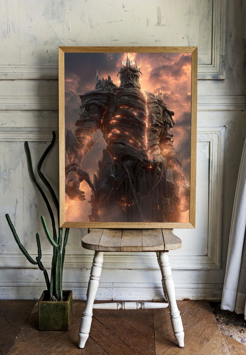 Fiery Titan — Fantasy Art Print room preview