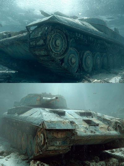 Sunken Tank Underwater Print. poster