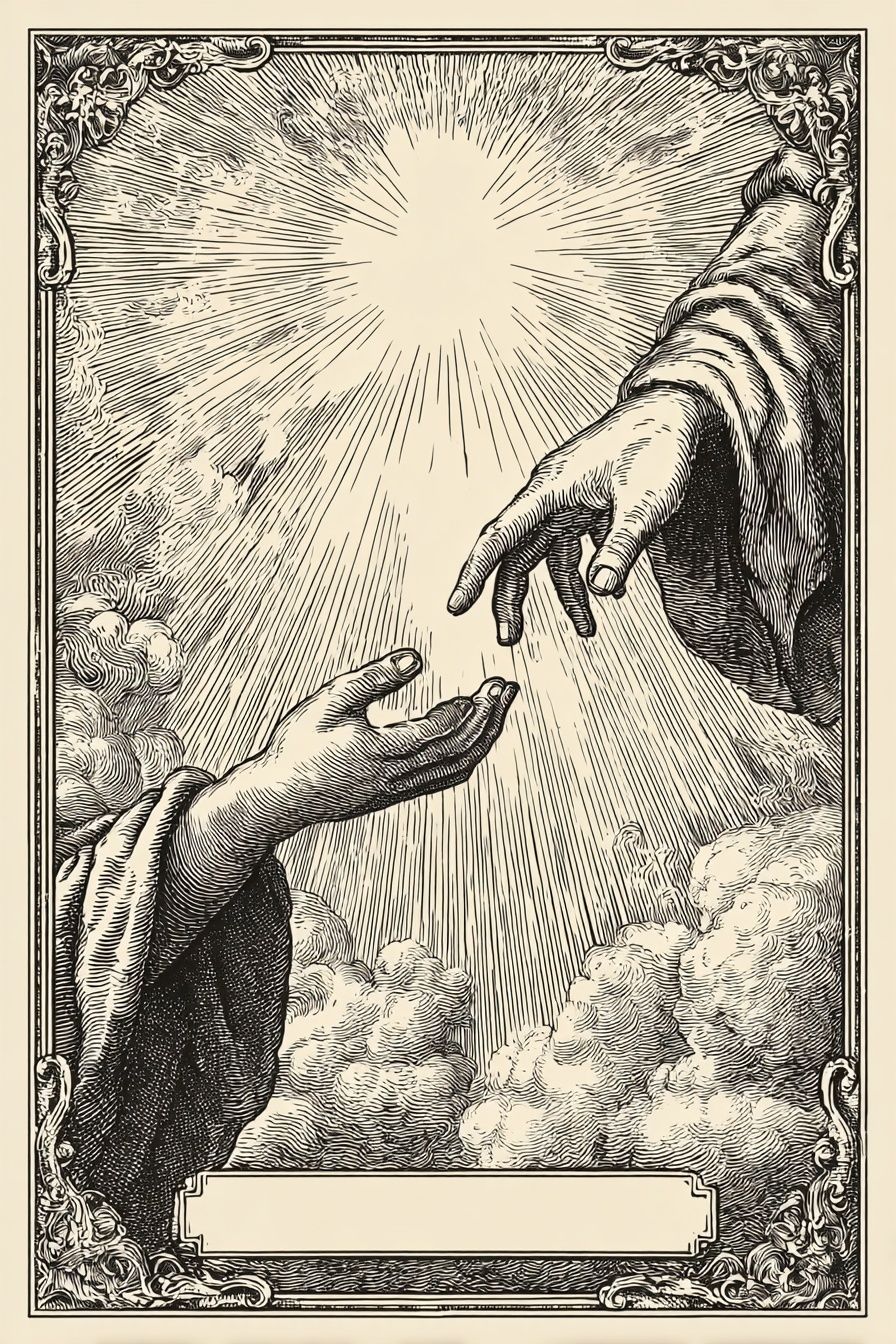 Divine Hands Vintage Print. poster — fine-art art