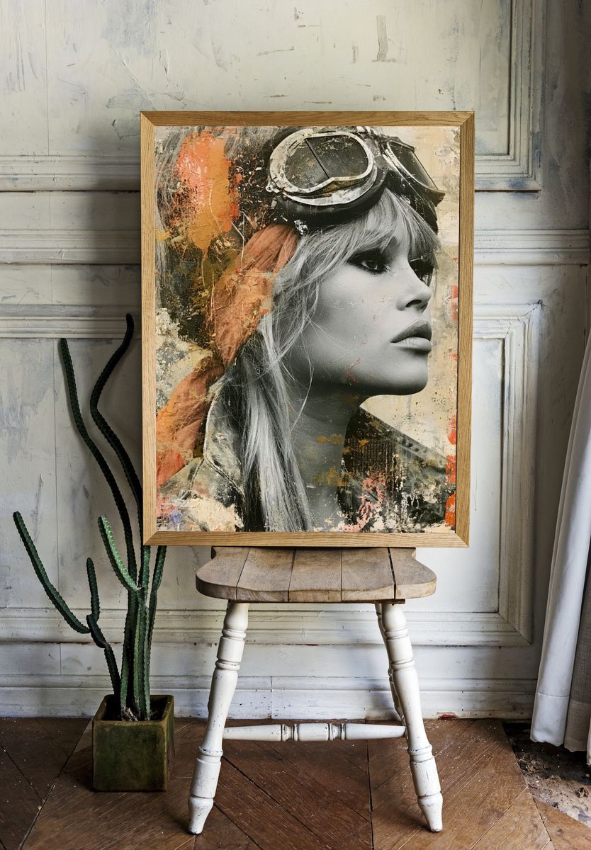 Vintage Aviator Portrait Print. — room view 1