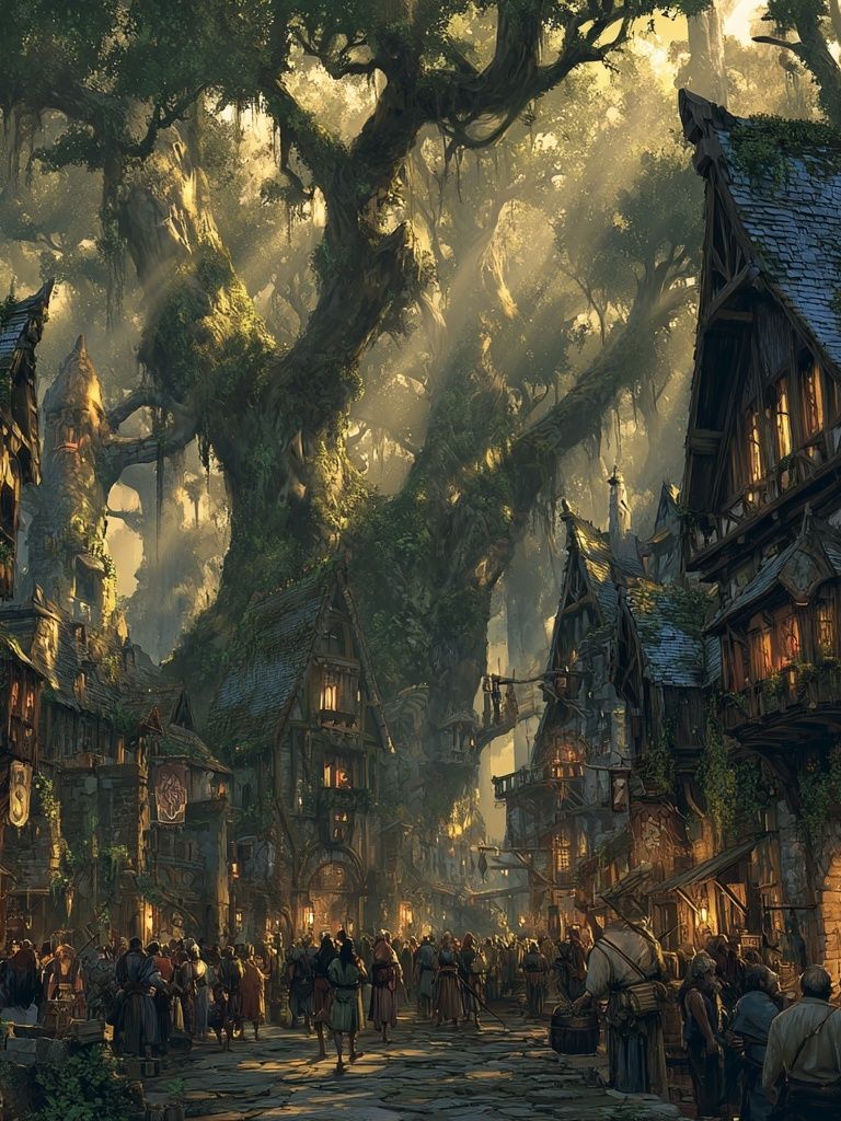 Enchanted Village — Fantasy Art Print. poster detail