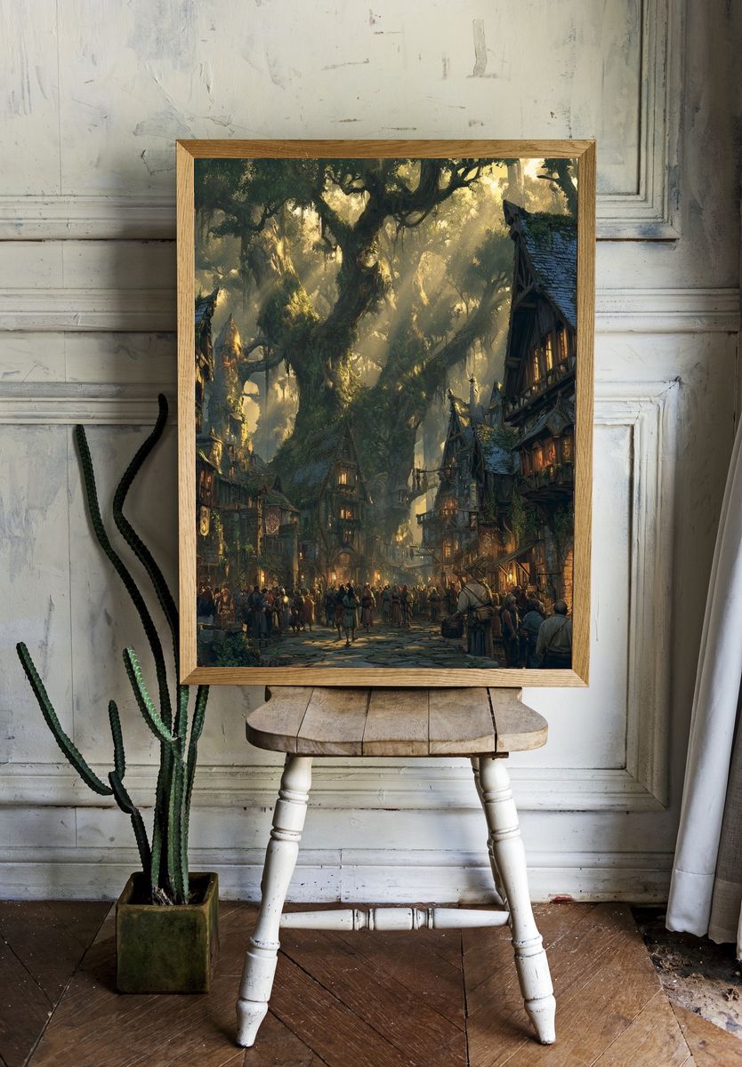 Enchanted Village — Fantasy Art Print room preview