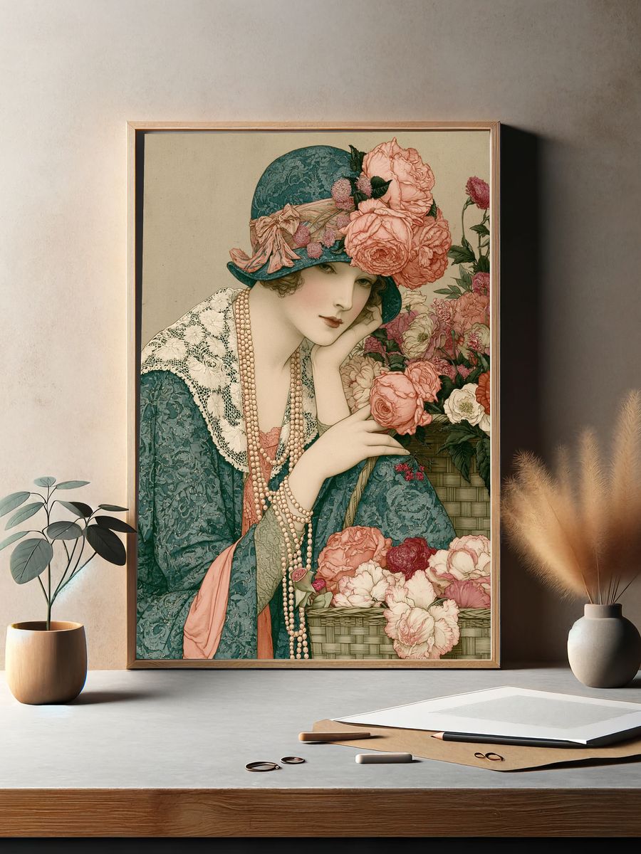 Floral Lady Art Nouveau Poster. — room view 2